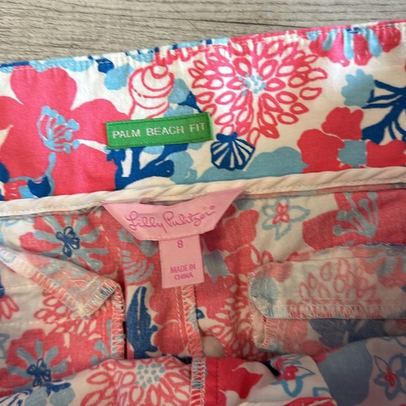 Lilly Pulitzer, Palm Beach fit pink and blue seashell Capri pants size 8 - Picture 5 of 8